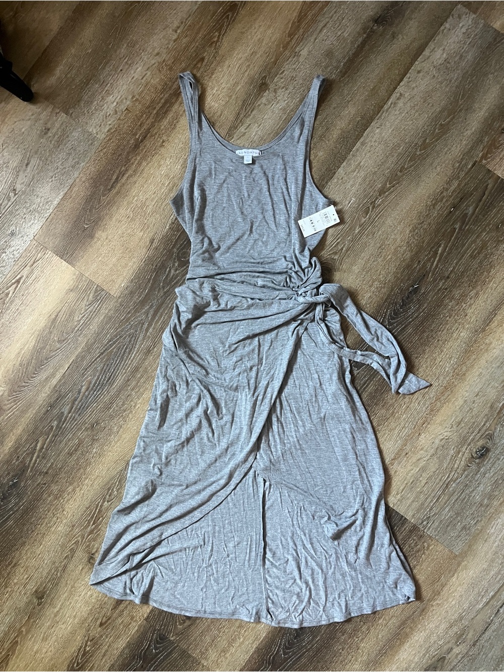 Light Gray Tie-Waist Maxi Dress, Large